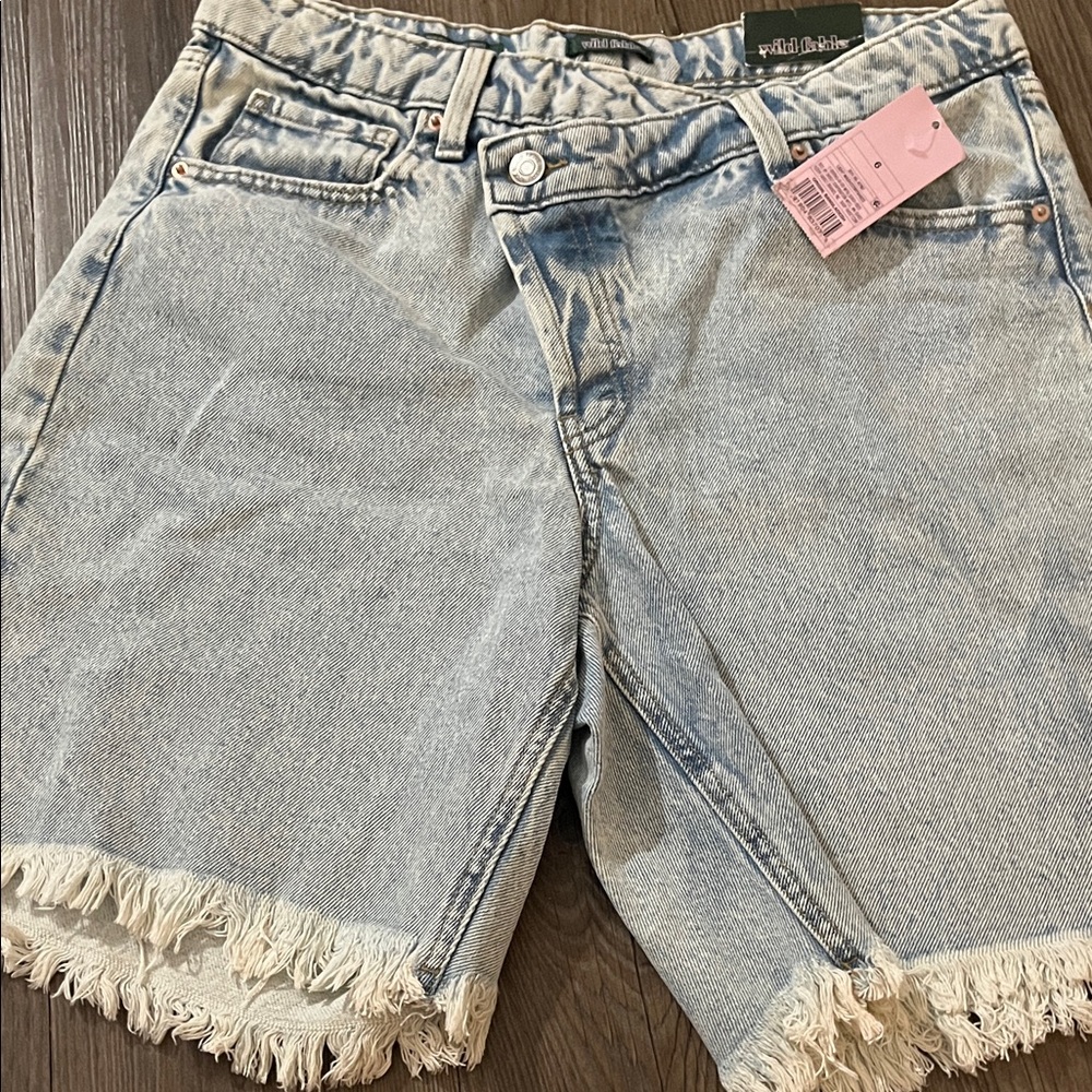 Wild Fable Light Blue Frayed Jean Shorts